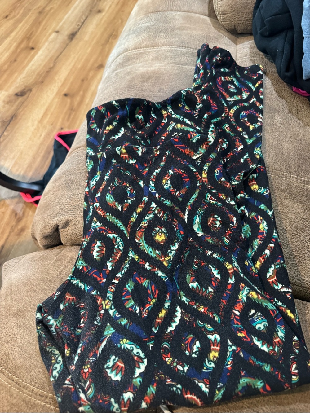 LuLaRoe Black Tank Top with Multicolor Aztec Print